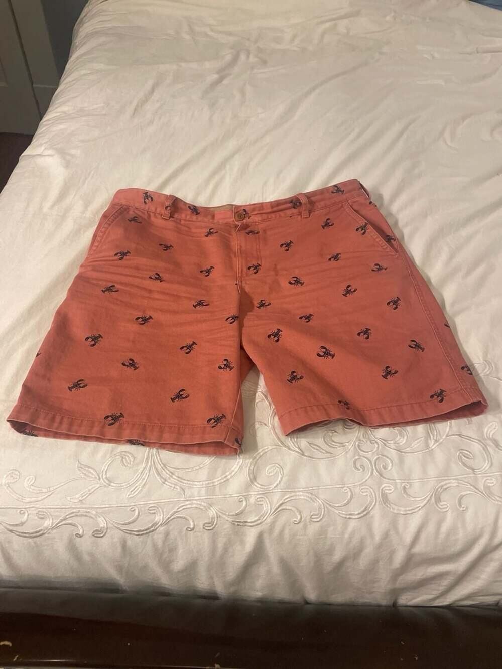 IZOD Men's Lobster Embroidered Chino Shorts Coral Size W40 summer wear